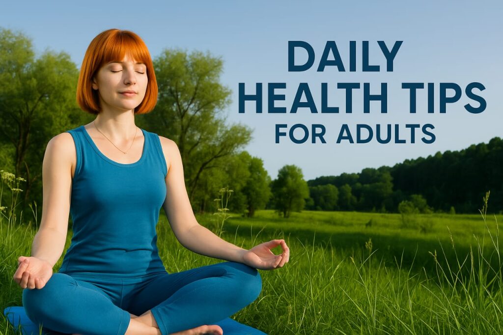 10 Essential Daily Health Tips for Adults That Improve Your Life Woman meditating outdoors in nature for daily health