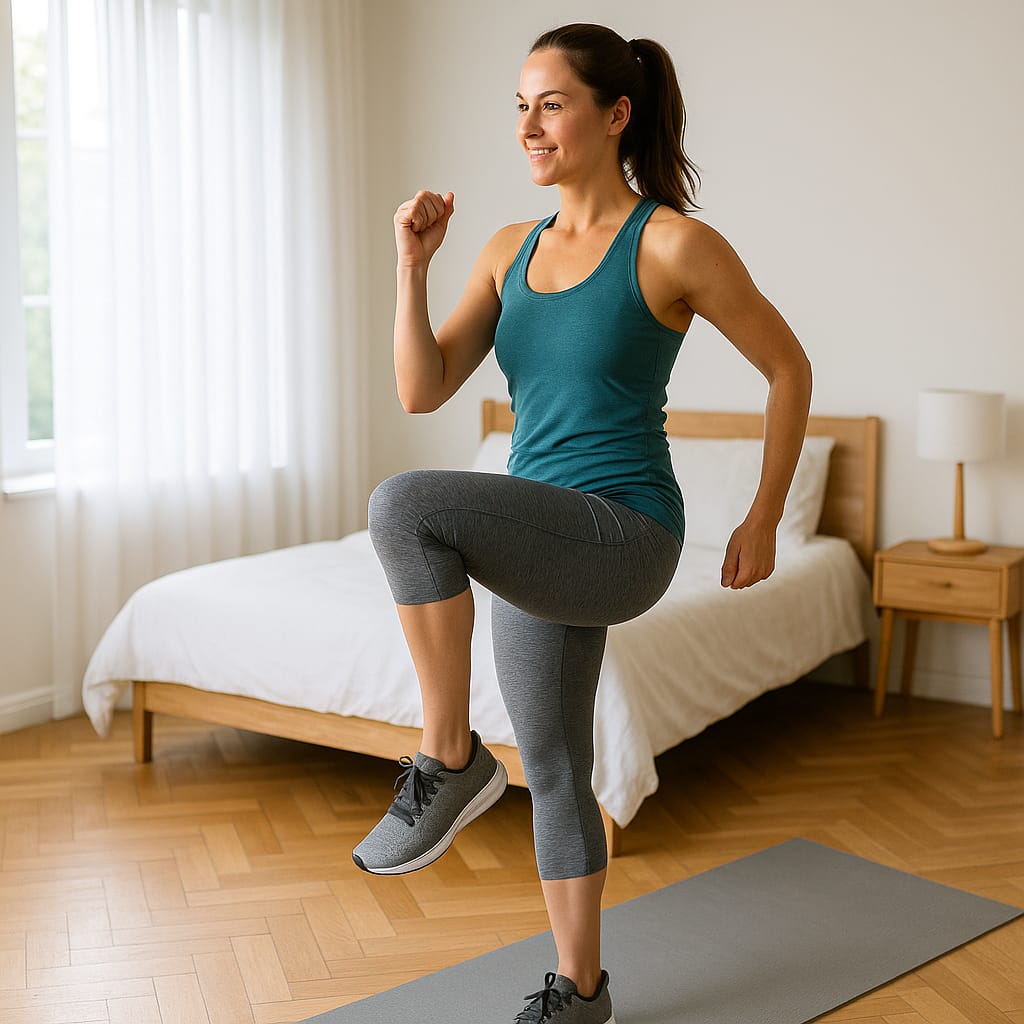 easy morning exercise marching in place for belly fat