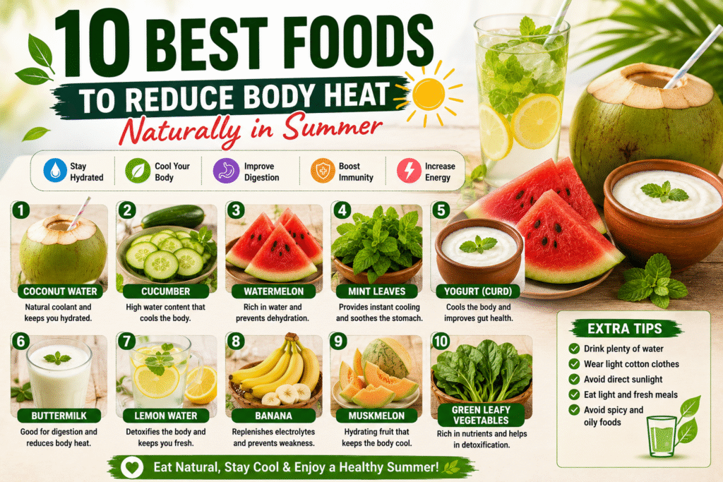  Best Foods to Reduce Body Heat Naturally