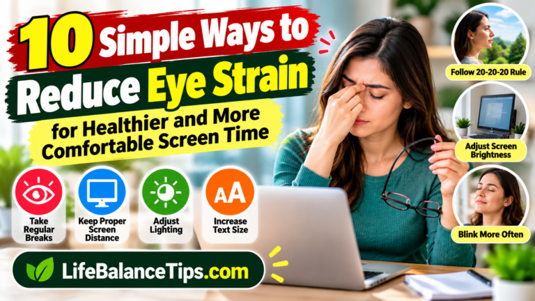 person using a laptop at a desk with comfortable lighting to help reduce digital eye strain